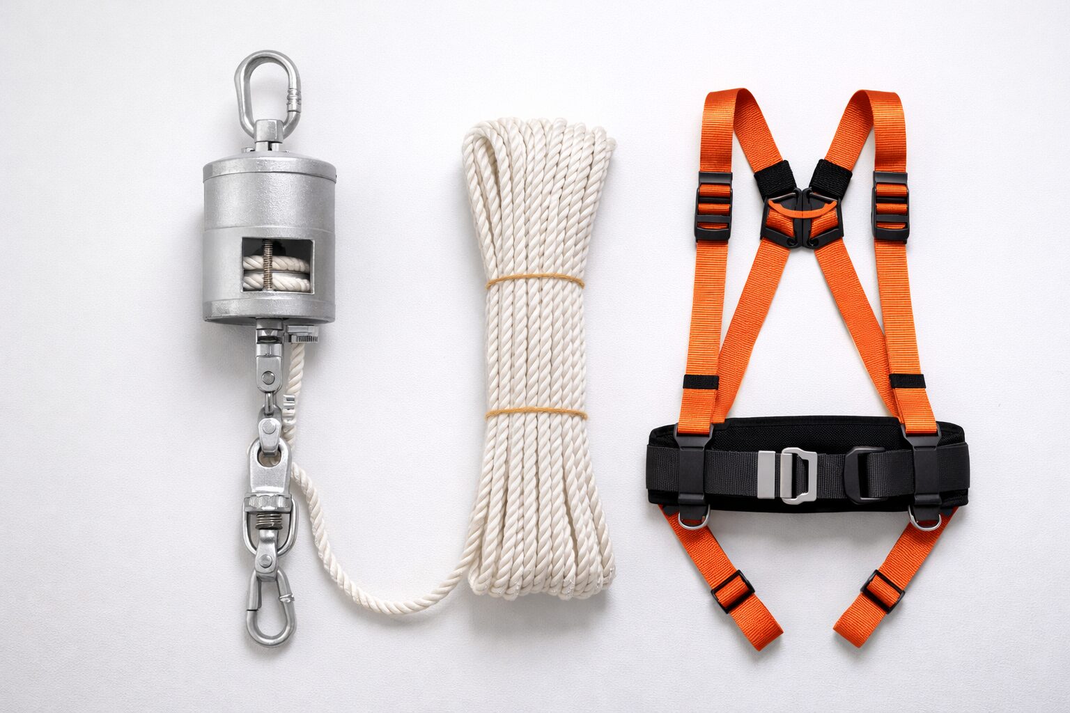 緩降機の構成部品（調速器・ロープ・着用具）