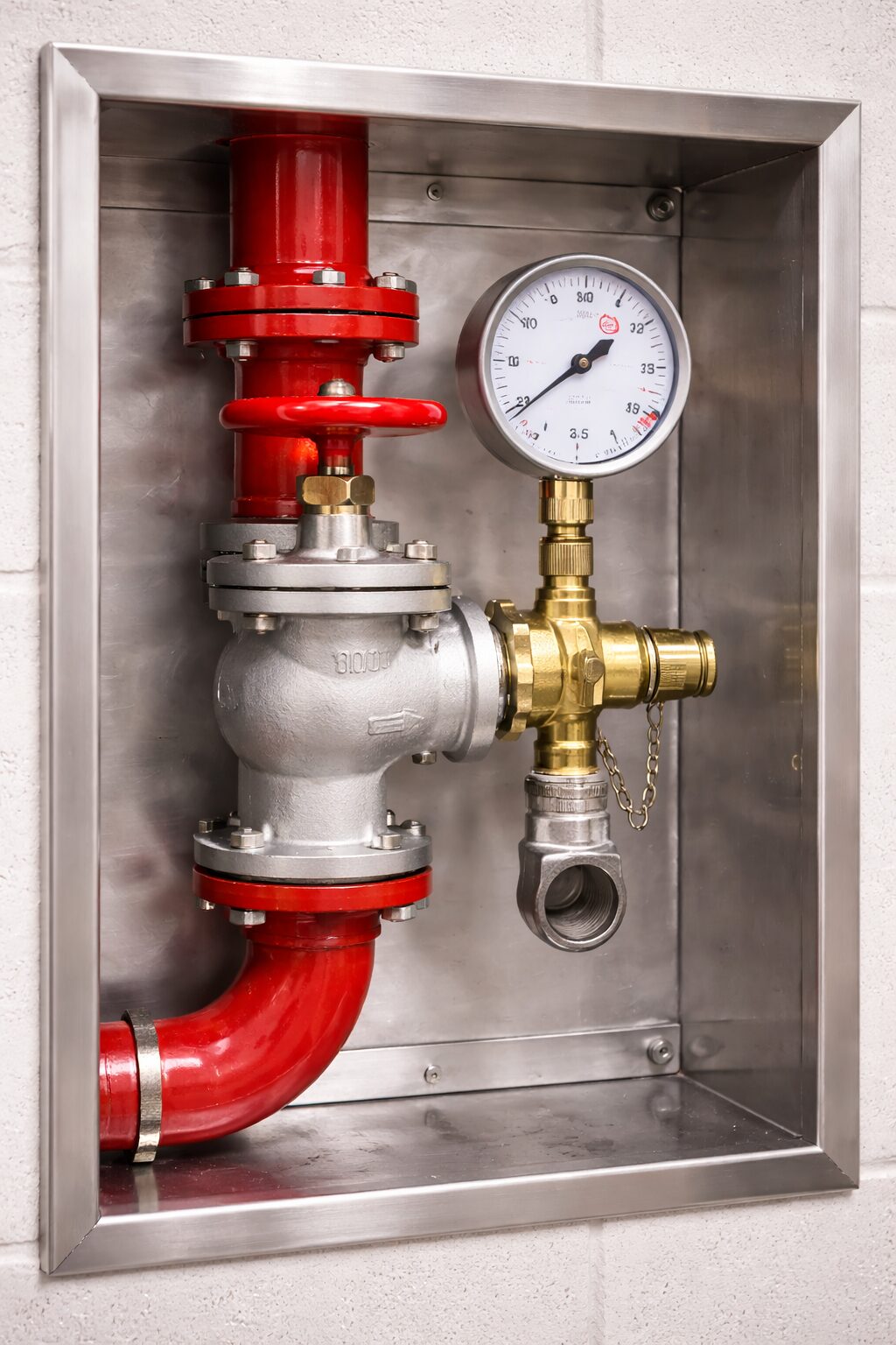 末端試験弁と圧力計