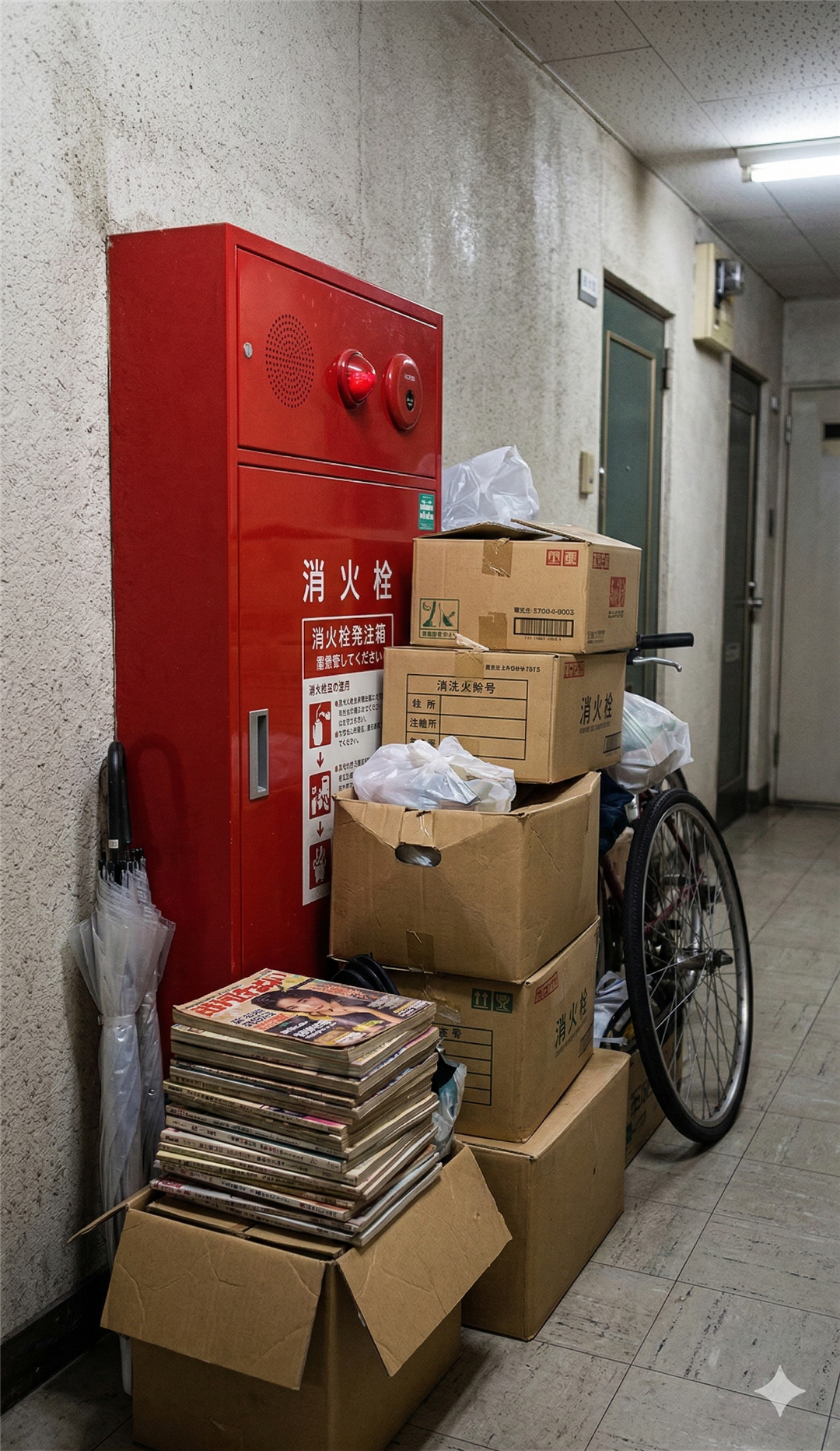 消火栓箱前の物品による閉塞