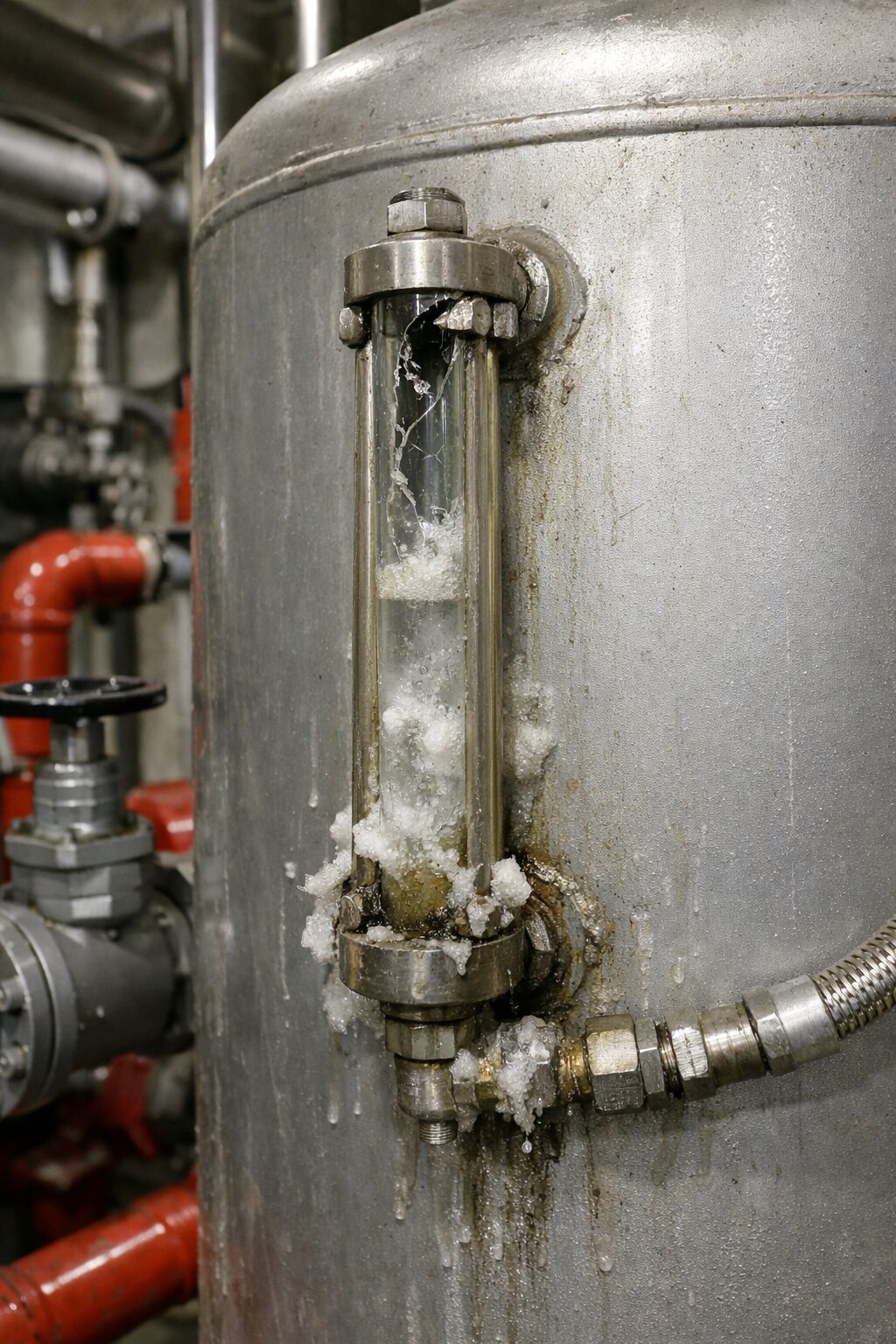 泡消火薬剤タンクの液面計